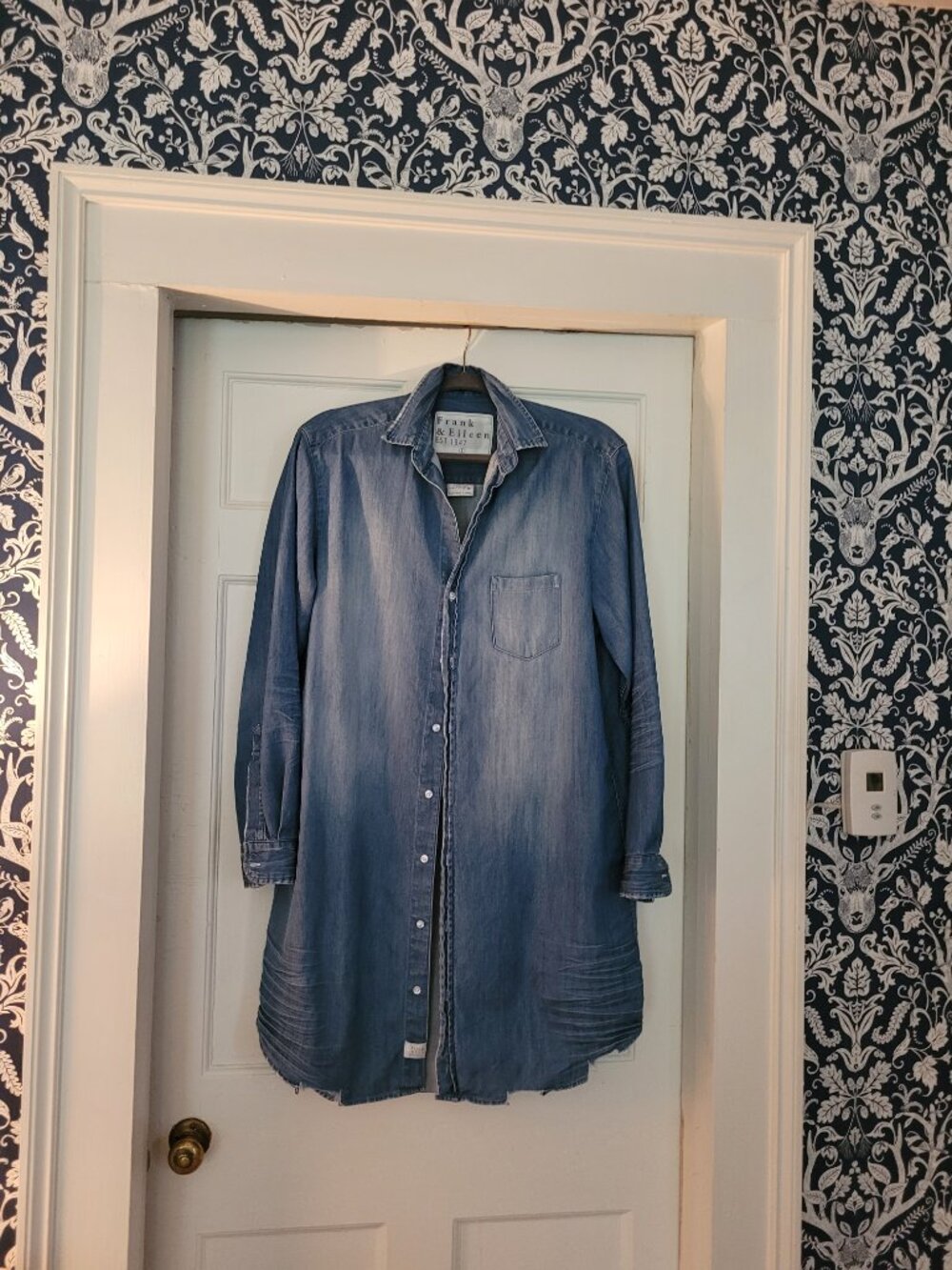 FRANK & EILEEN Mary Distressed Denim Shirt Dress Women's Size L